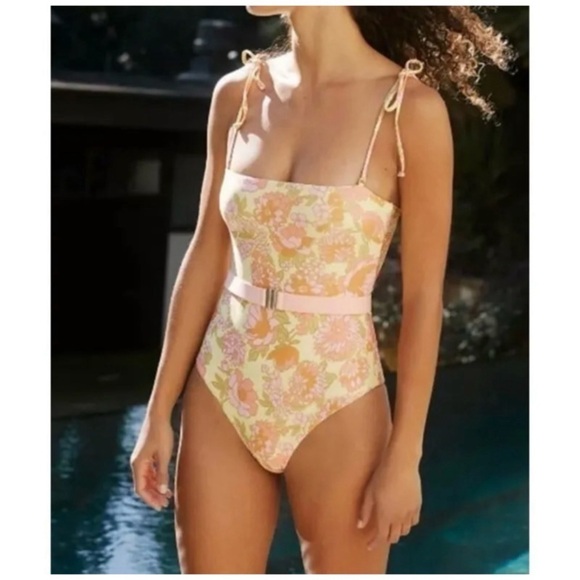 NEW L*SPACE Lockheart Belted One-Piece Swimsuit in St. Tropez
